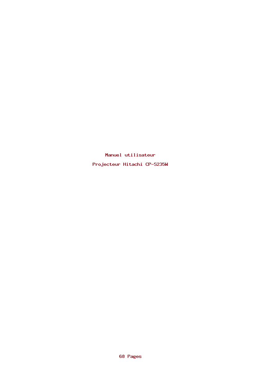 Page 1 de la notice Manuel utilisateur Hitachi CP-S235W
