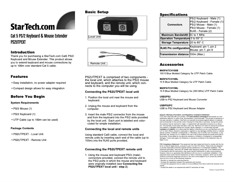 Page 1 de la notice Manuel utilisateur StarTech.com PS/2