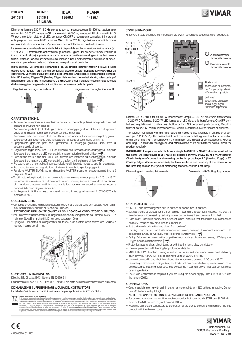 Page 1 de la notice Manuel utilisateur Vimar 20135.1.N