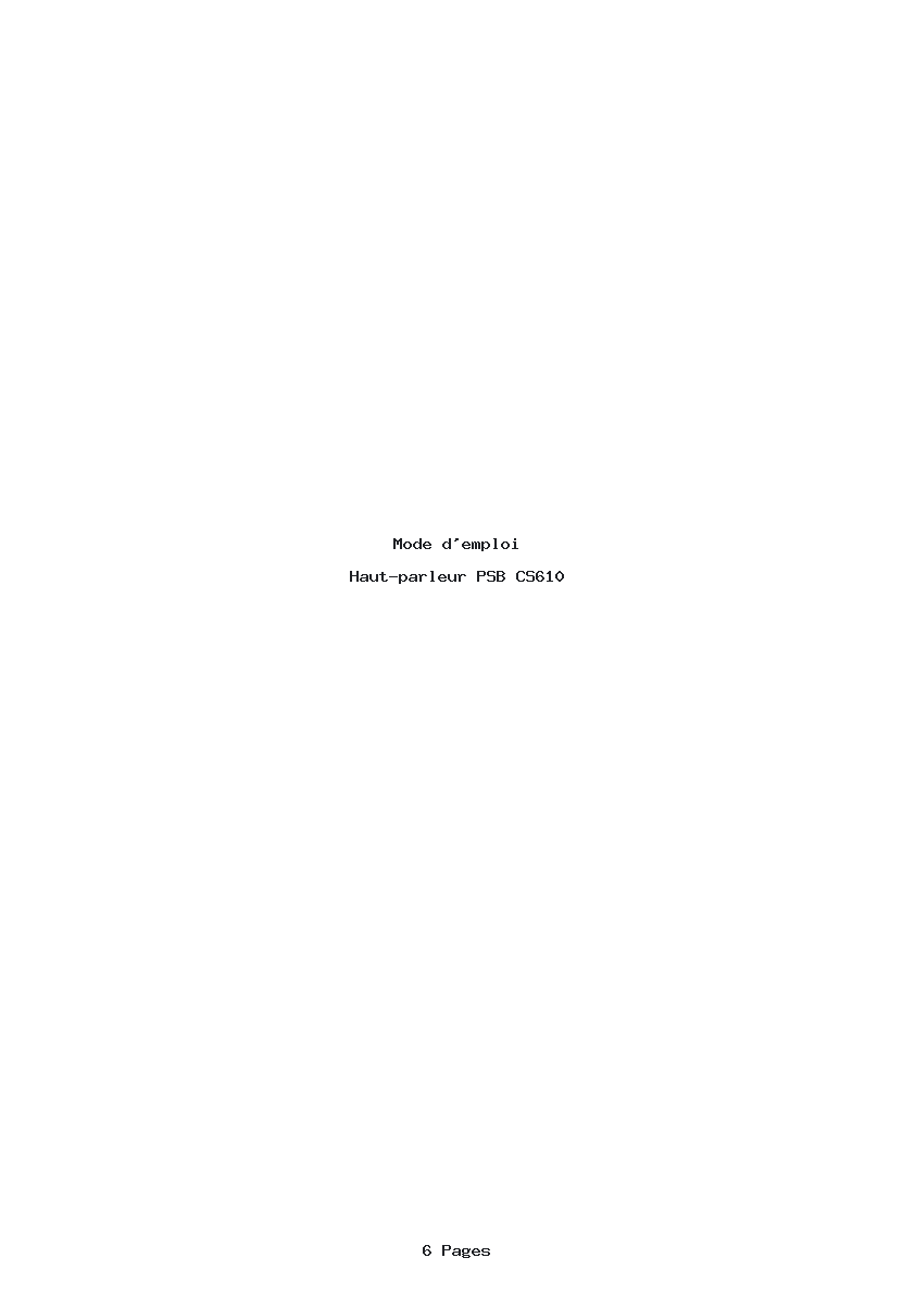 Page 1 de la notice Mode d'emploi PSB CS610