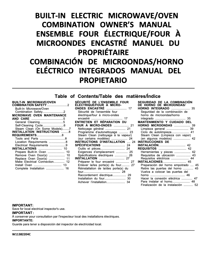 Page 1 of the manual User Manual Whirlpool WOC75EC0HS