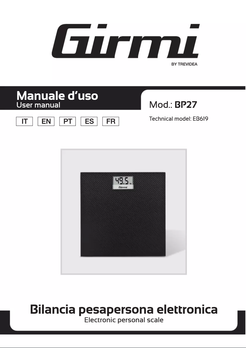 Page 1 de la notice Manuel utilisateur Girmi BP27