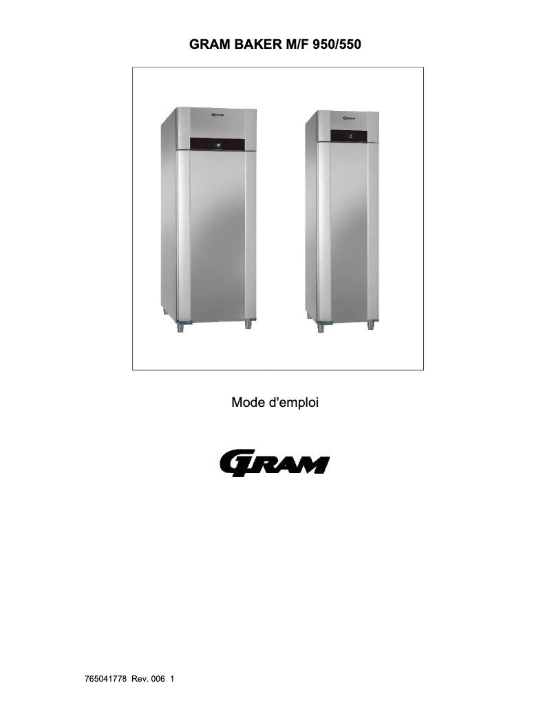 Page 1 de la notice Manuel utilisateur Hoshizaki BAKER F 550 CCG L2 25B