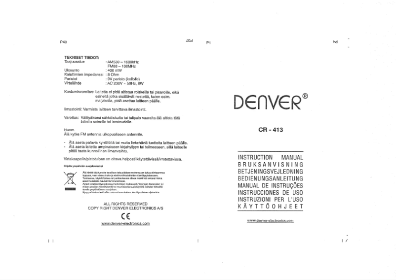 Página 1 del manual Manual de usuario Denver CR-413