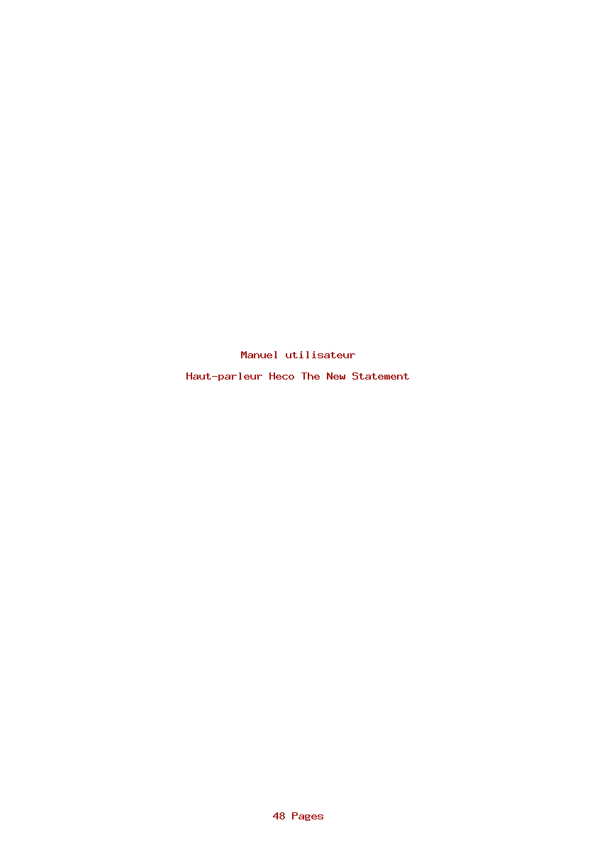 Page 1 de la notice Manuel utilisateur Heco The New Statement