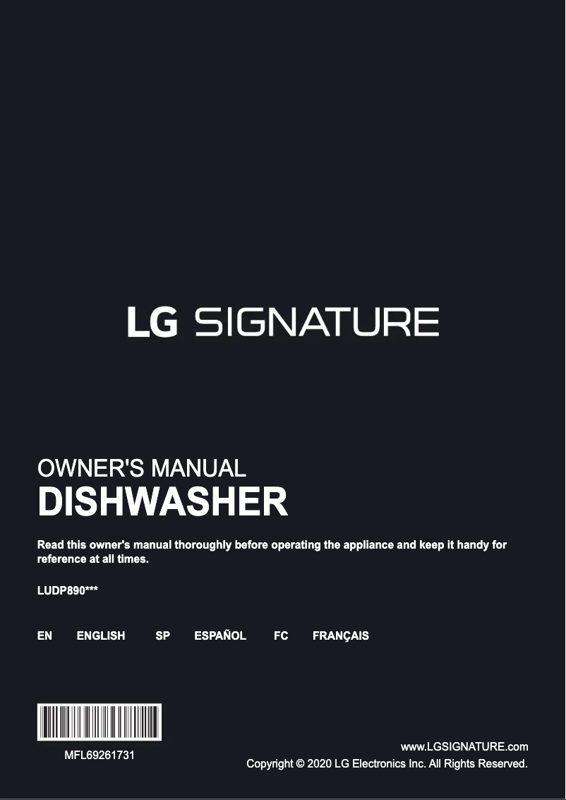 Page 1 de la notice Manuel utilisateur LG LUDP8908SN