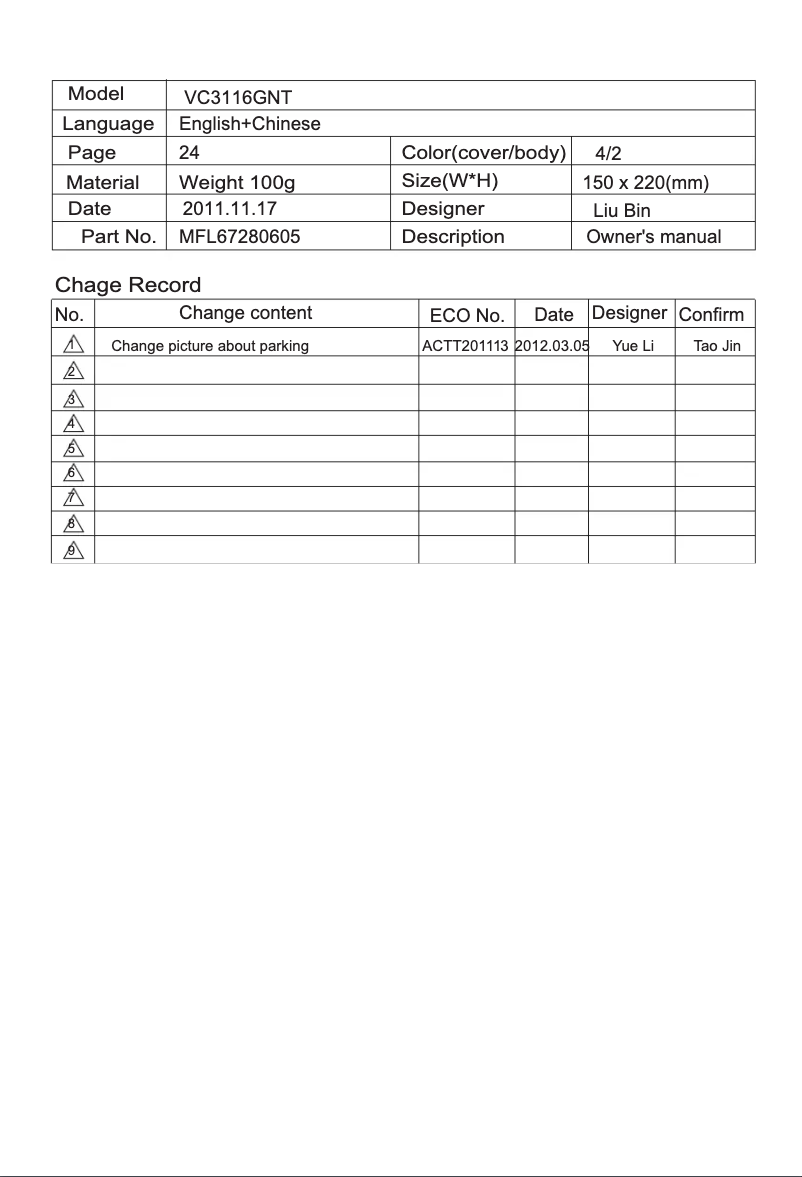 Página 1 del manual Manual de usuario LG VC3116GNT