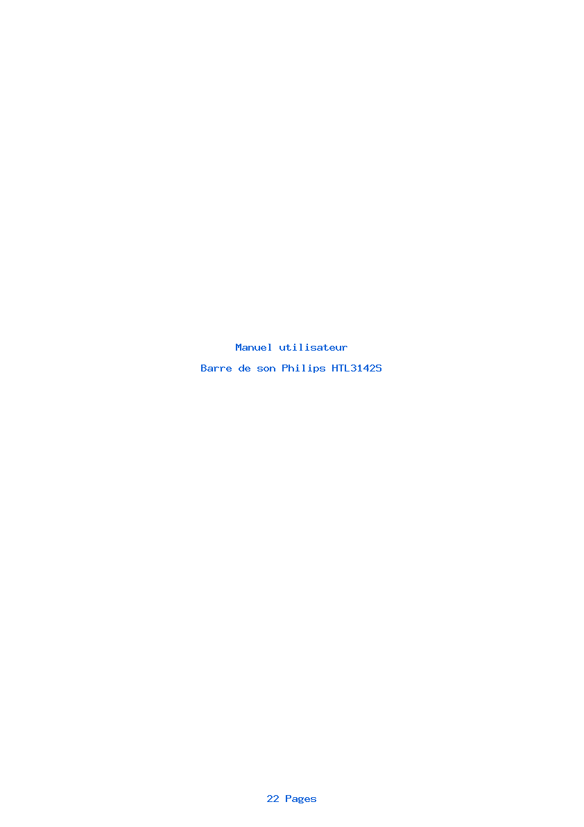 Page 1 de la notice Manuel utilisateur Philips HTL3142S
