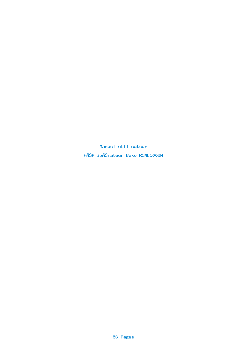 Page 1 de la notice Manuel utilisateur Beko RSNE500DW