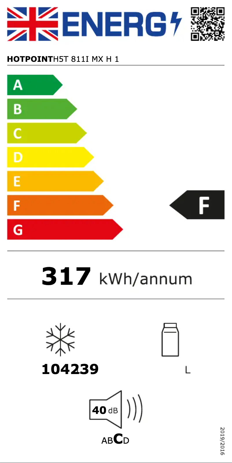 Página 1 del manual Etiqueta energética Hotpoint H5T 811I MX H 1