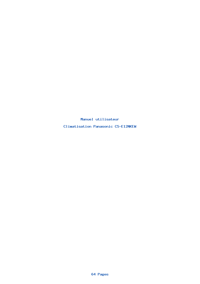 Page 1 de la notice Manuel utilisateur Panasonic CS-E12NKEW
