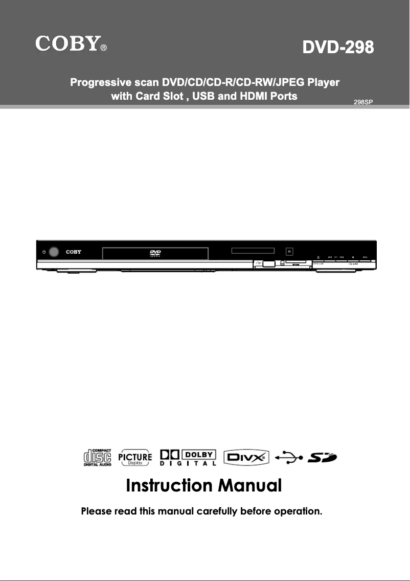 Page 1 de la notice Manuel utilisateur Coby DVD-298