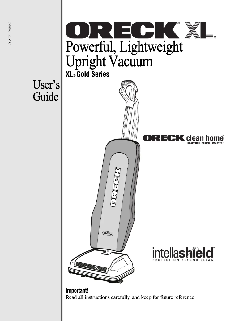 Page 1 de la notice Manuel utilisateur Oreck XL Gold U4150
