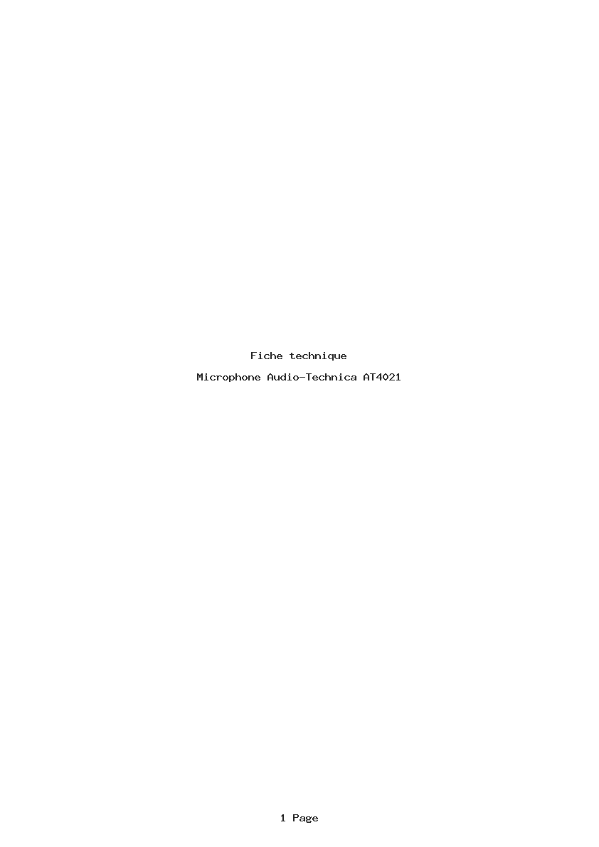 Page 1 de la notice Fiche technique Audio-Technica AT4021
