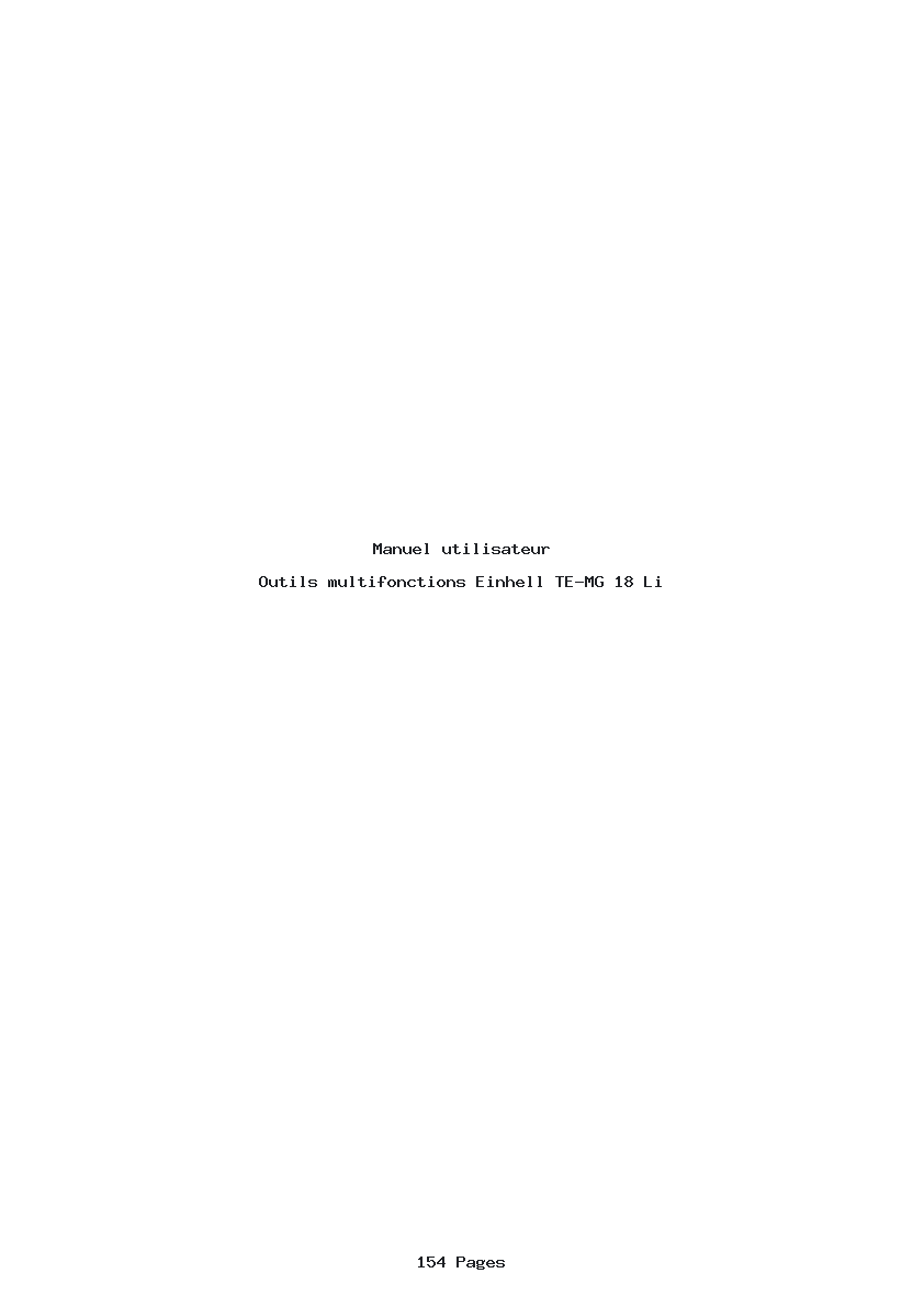 Page 1 de la notice Manuel utilisateur Einhell TE-MG 18 Li
