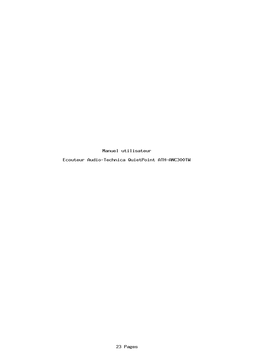 Page 1 de la notice Manuel utilisateur Audio-Technica QuietPoint ATH-ANC300TW