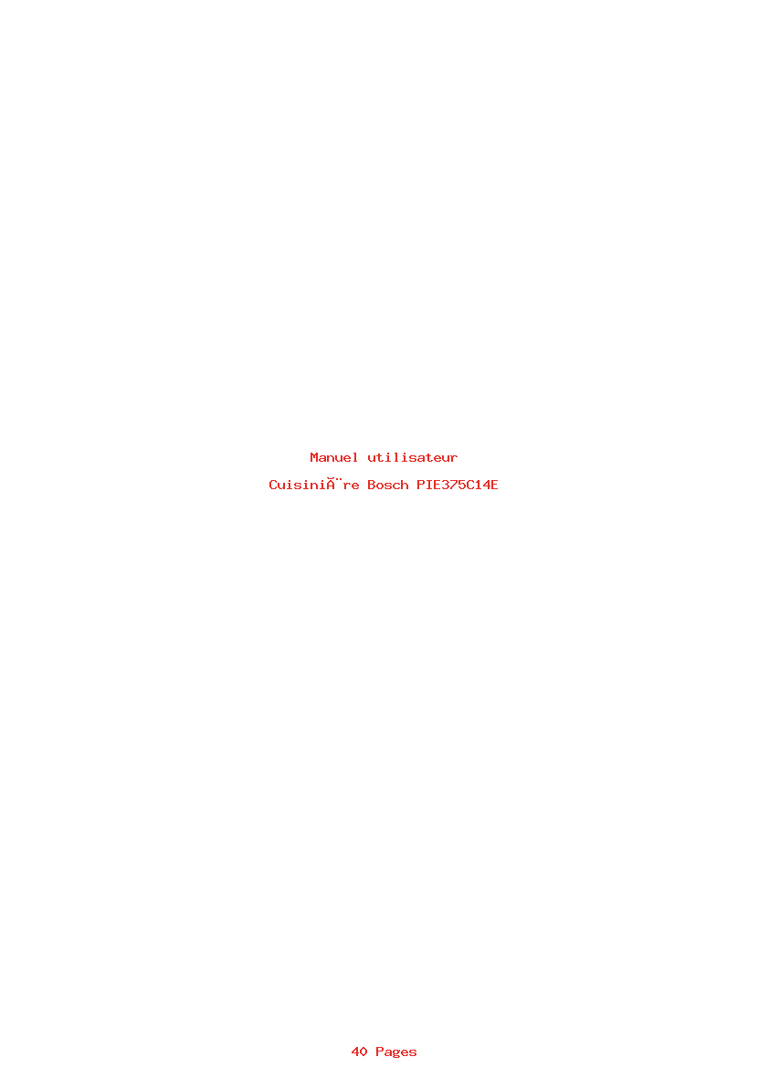 Page 1 de la notice Manuel utilisateur Bosch PIE375C14E