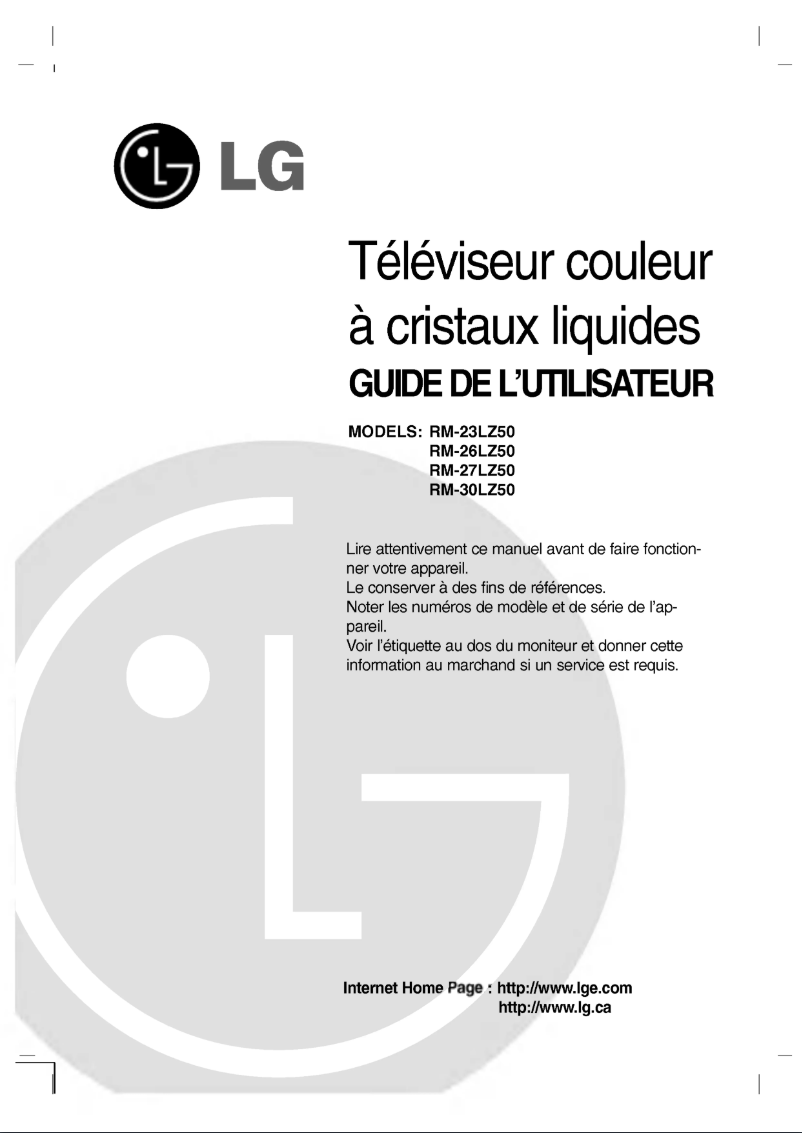 Page 1 de la notice Manuel utilisateur LG RM-26LZ50