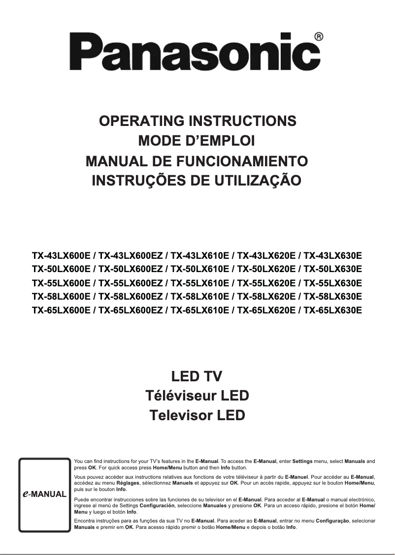 Page 1 de la notice Manuel utilisateur Panasonic TX-50LX600E