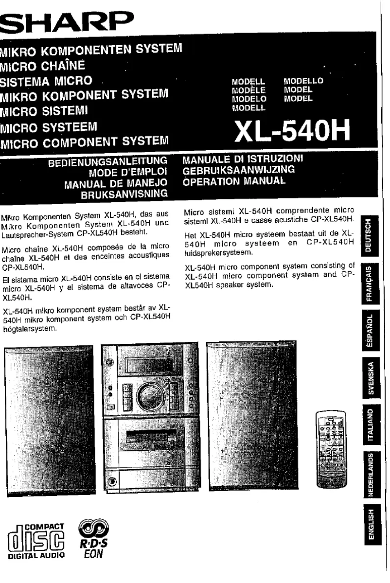 Page 1 de la notice Manuel utilisateur Sharp XL-540H