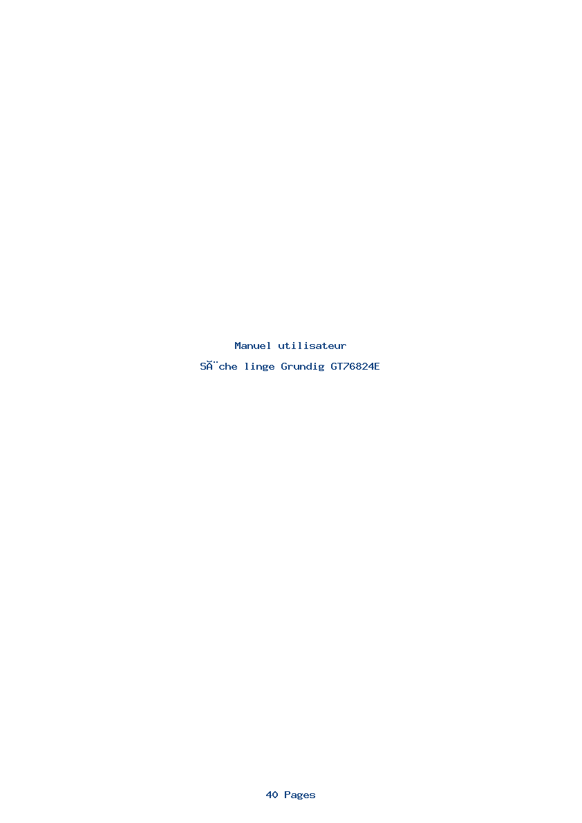 Page 1 de la notice Manuel utilisateur Grundig GT76824E