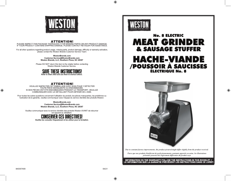 Page 1 de la notice Manuel utilisateur Weston 33-0801-W