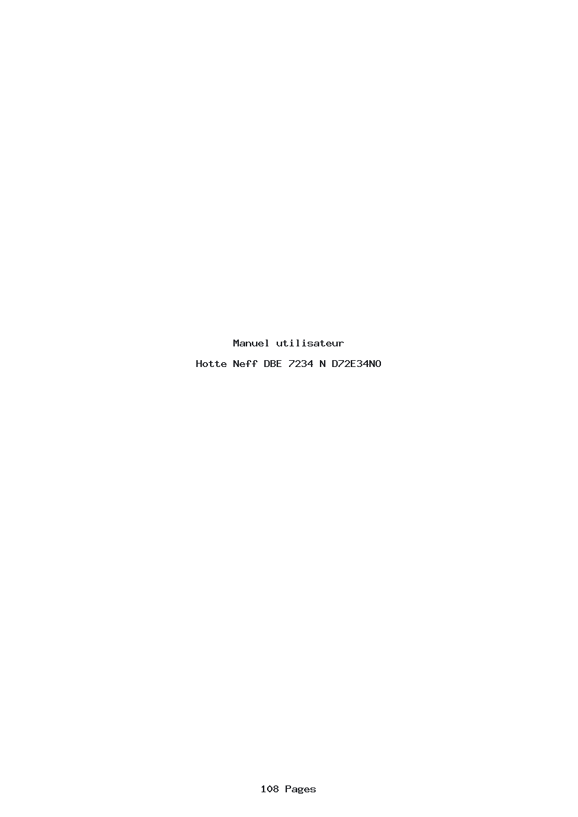 Page 1 de la notice Manuel utilisateur Neff DBE 7234 N D72E34NO