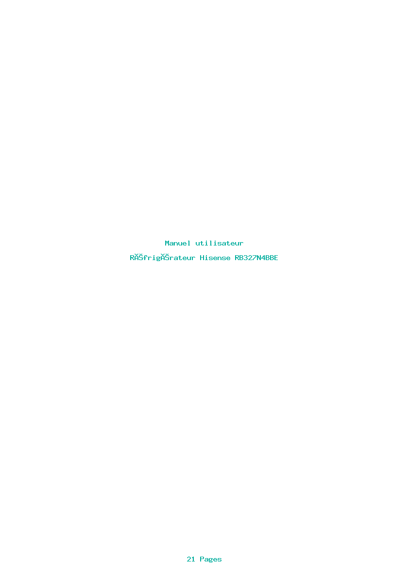 Page 1 de la notice Manuel utilisateur Hisense RB327N4BBE