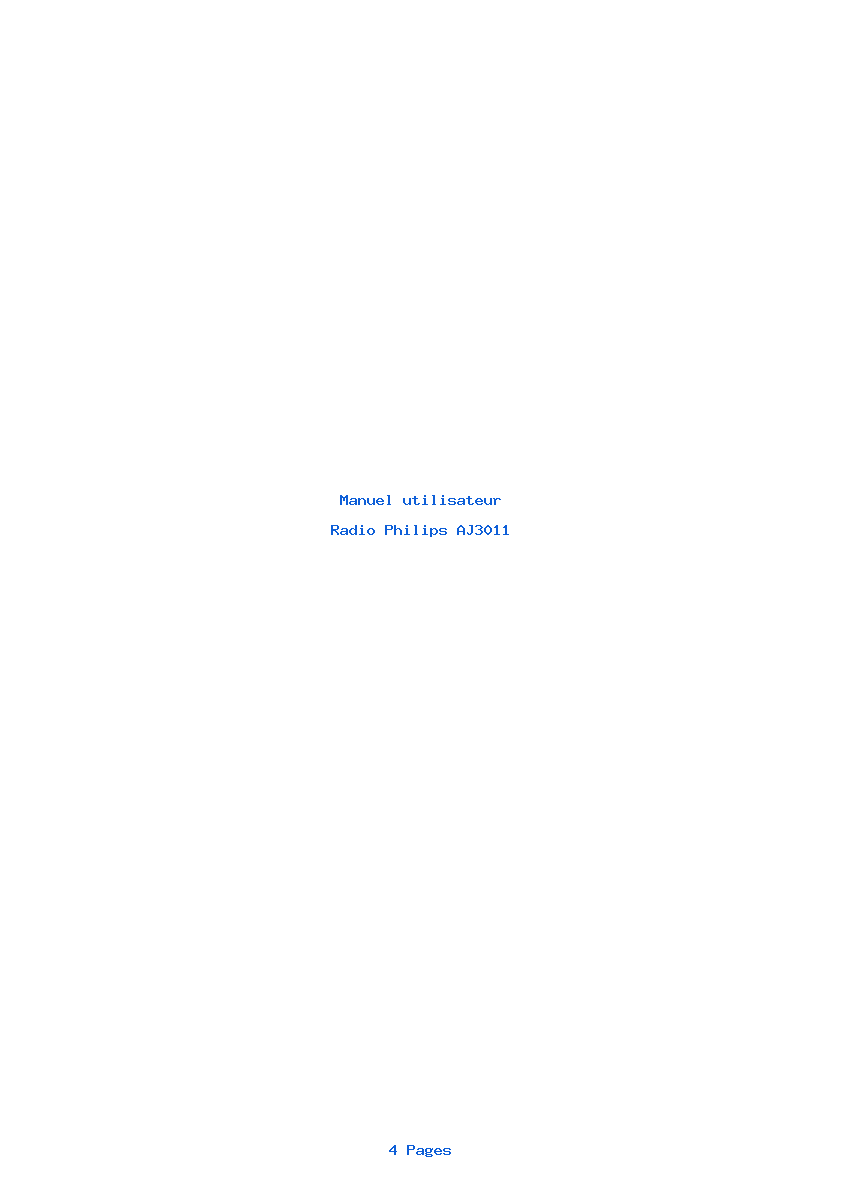 Page 1 de la notice Manuel utilisateur Philips AJ3011