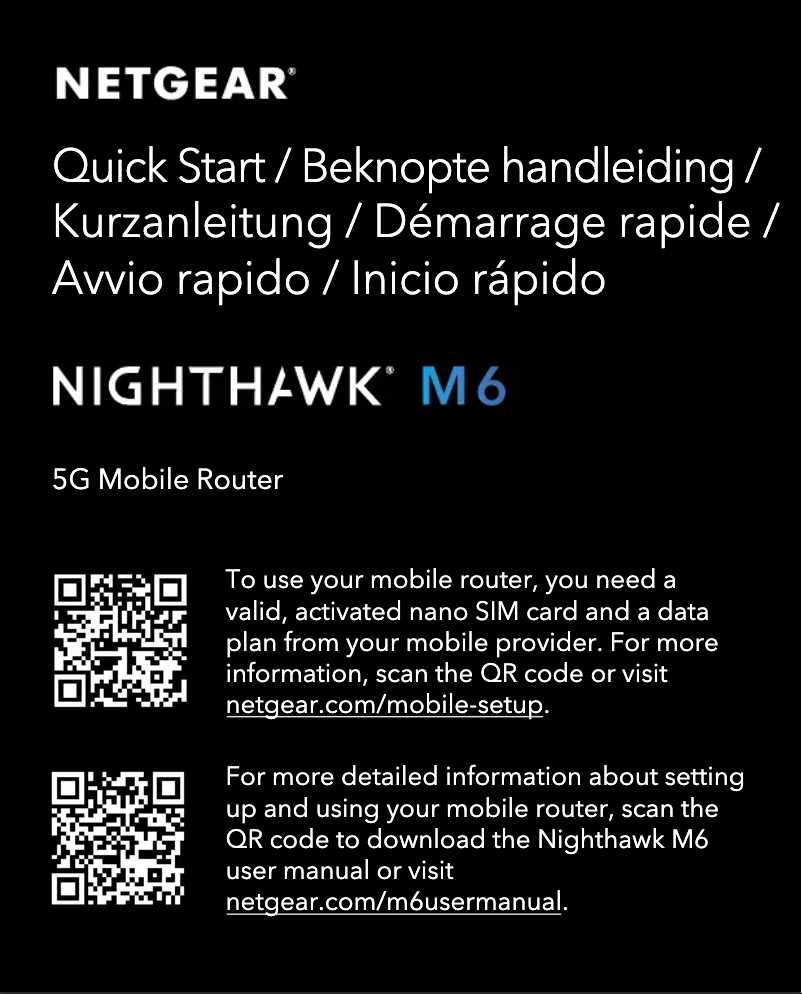 Página 1 del manual Guía de instalación Netgear Nighthawk M6 MR6150