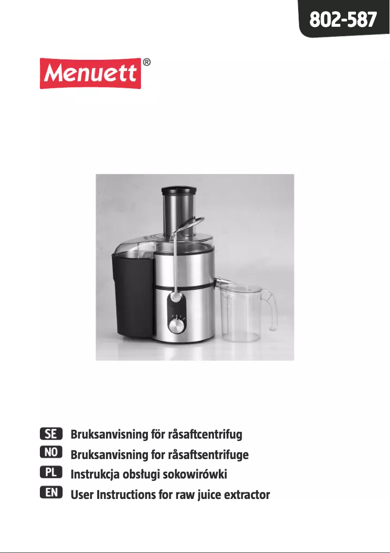 Page 1 de la notice Manuel utilisateur Menuett 802-587