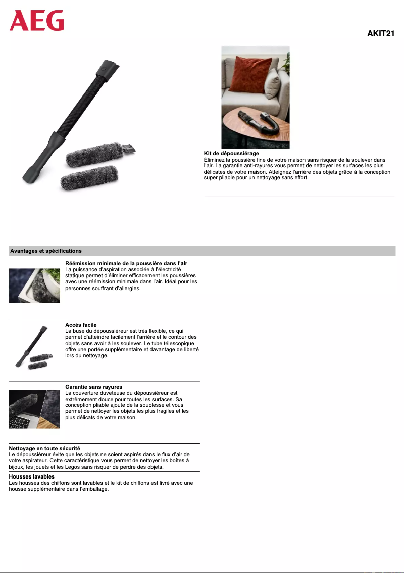 Page 1 de la notice Manuel utilisateur AEG AKIT21