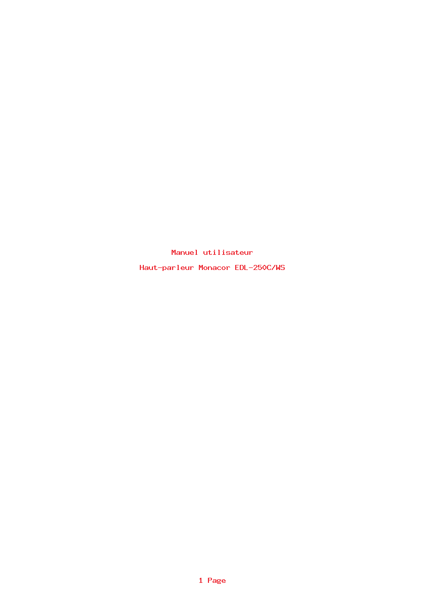 Page 1 de la notice Manuel utilisateur Monacor EDL-250C/WS