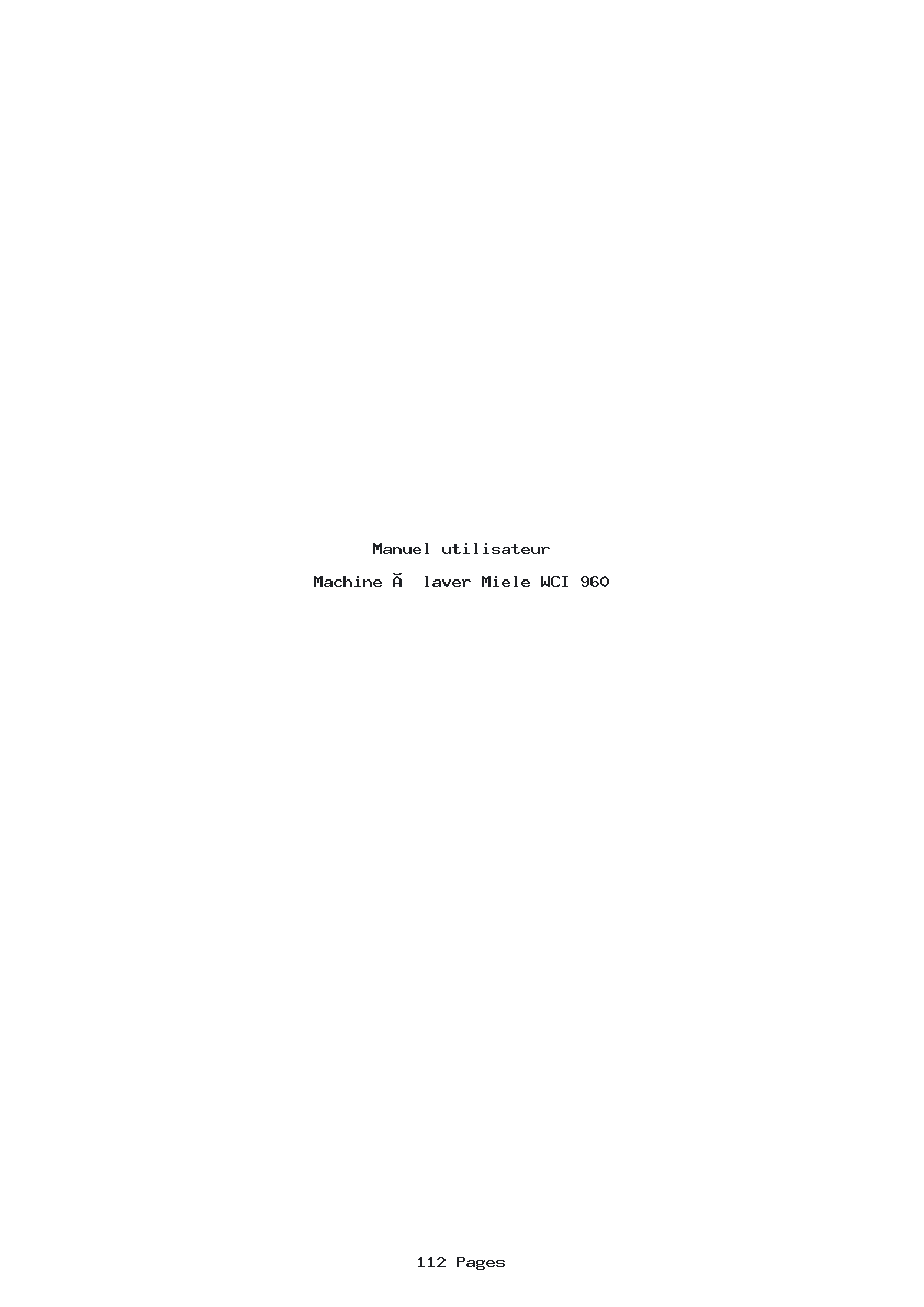Page 1 de la notice Manuel utilisateur Miele WCI 960