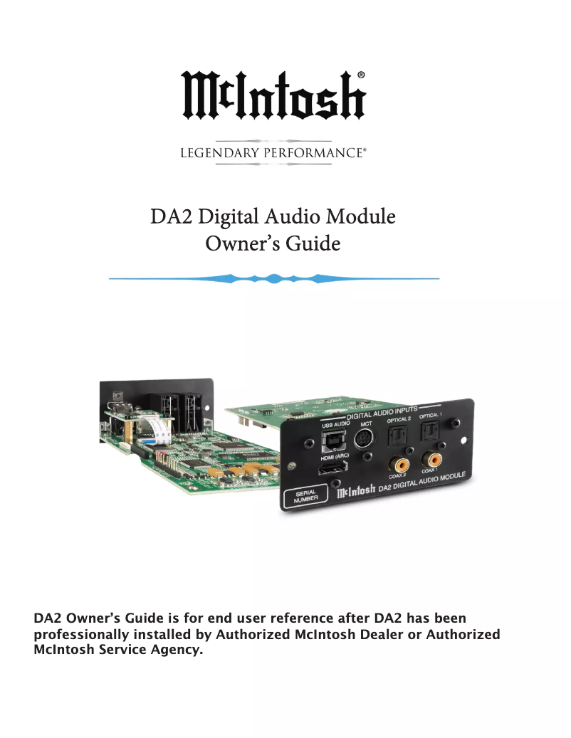 Page 1 de la notice Manuel utilisateur McIntosh DA2