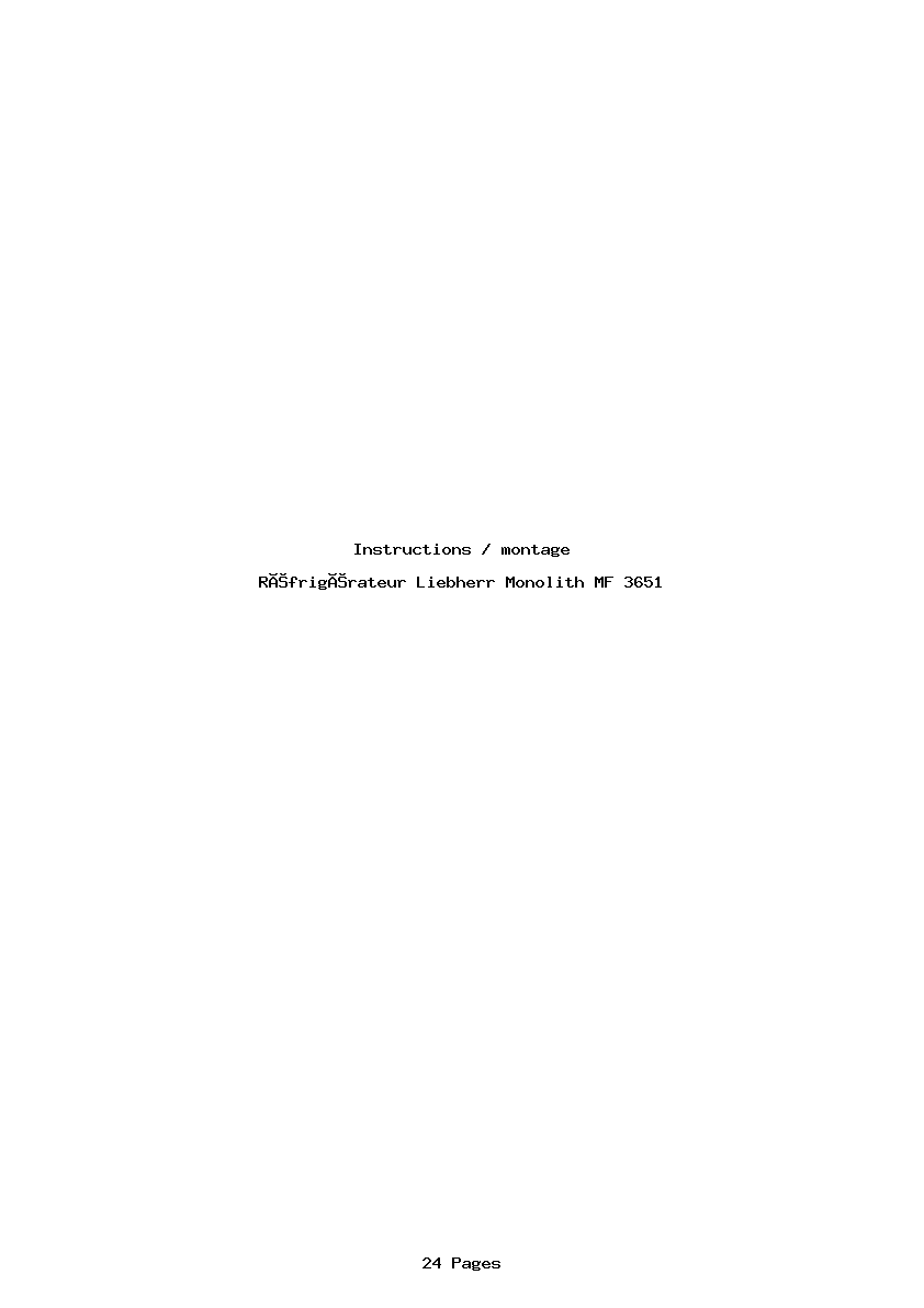Page 1 de la notice Instructions / montage Liebherr Monolith MF 3651