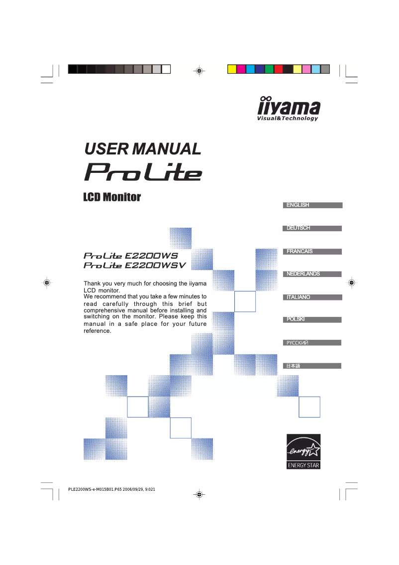 Page 1 de la notice Manuel utilisateur Iiyama ProLite E2200WS