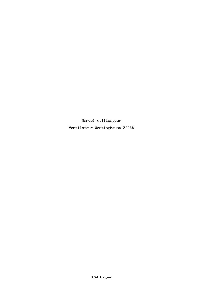Page 1 de la notice Manuel utilisateur Westinghouse 72258