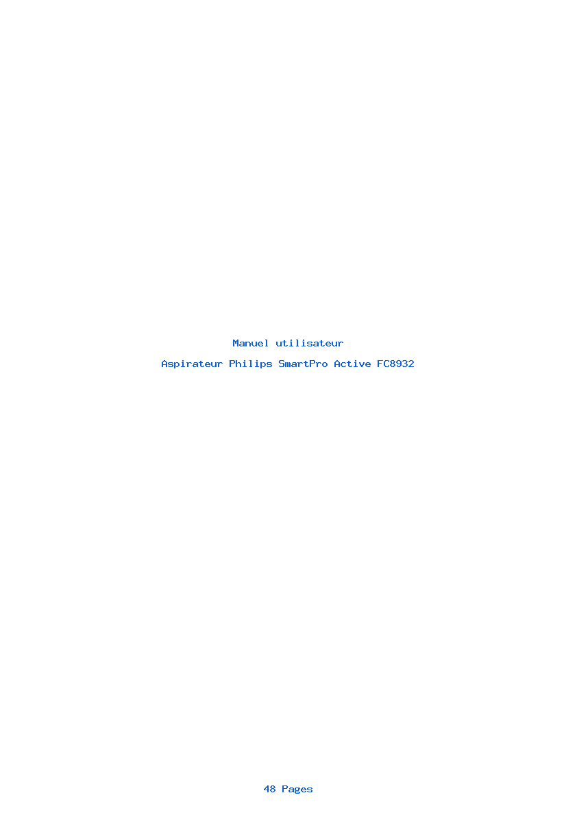 Page 1 de la notice Manuel utilisateur Philips SmartPro Active FC8932