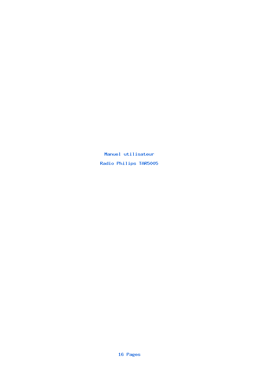 Page 1 de la notice Manuel utilisateur Philips TAR5005