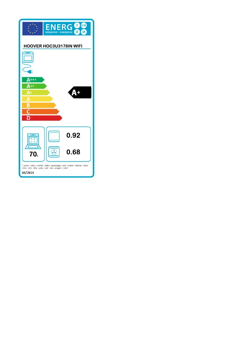 Página 1 del manual Etiqueta energética Hoover HOC3U3178IN WIFI