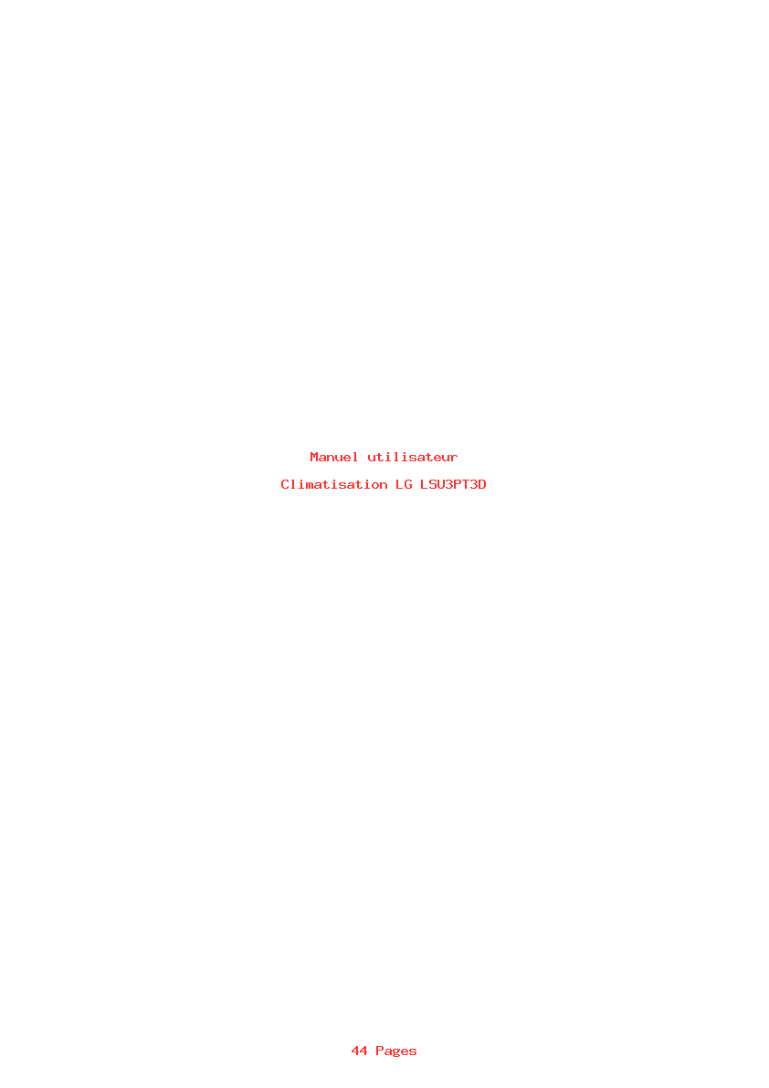 Page 1 de la notice Manuel utilisateur LG LSU3PT3D