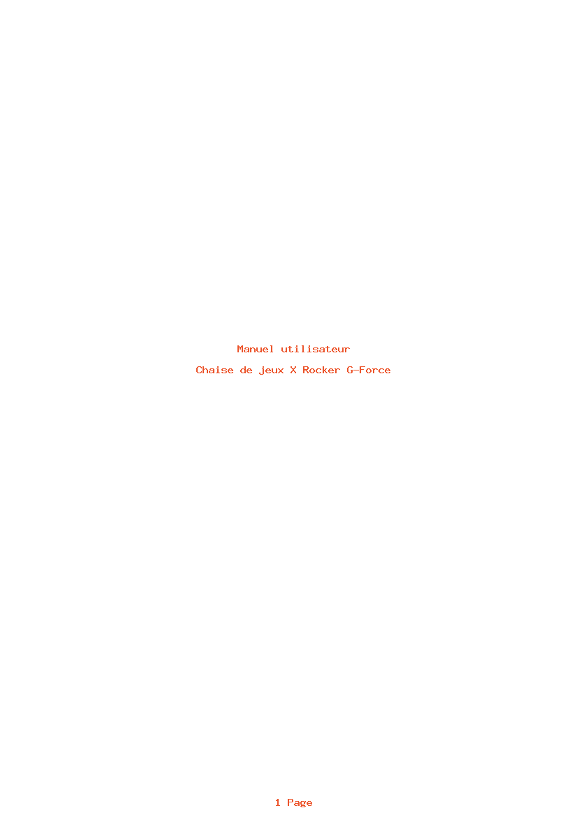 Page 1 de la notice Manuel utilisateur X Rocker G-Force