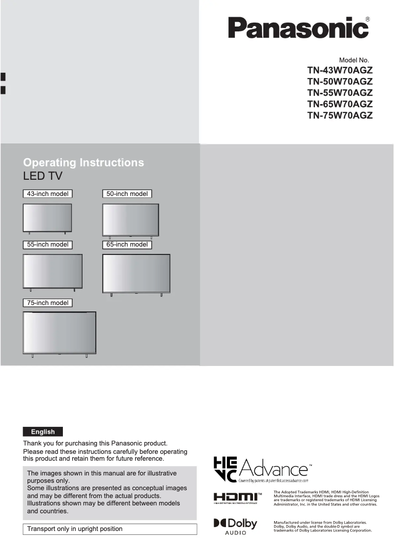 Page 1 de la notice Manuel utilisateur Panasonic TN-75W70AGZ