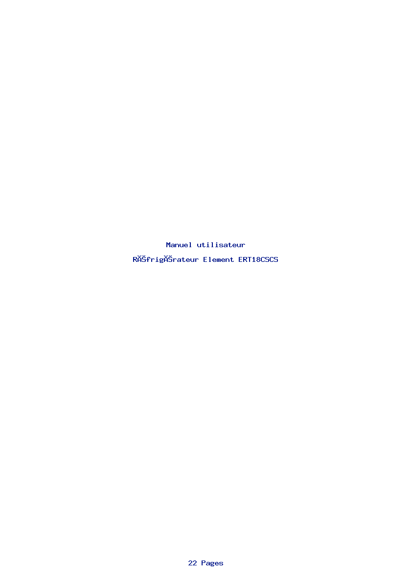 Page 1 de la notice Manuel utilisateur Element ERT18CSCS