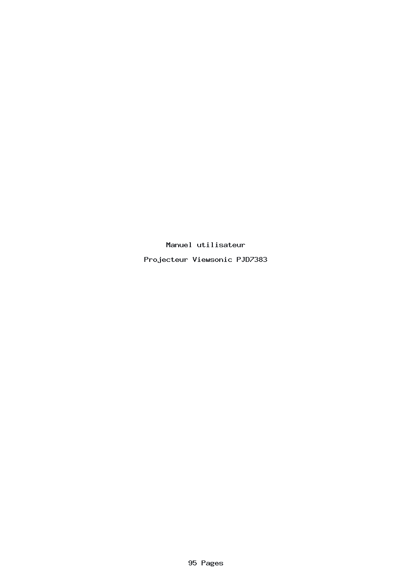 Page 1 de la notice Manuel utilisateur Viewsonic PJD7383