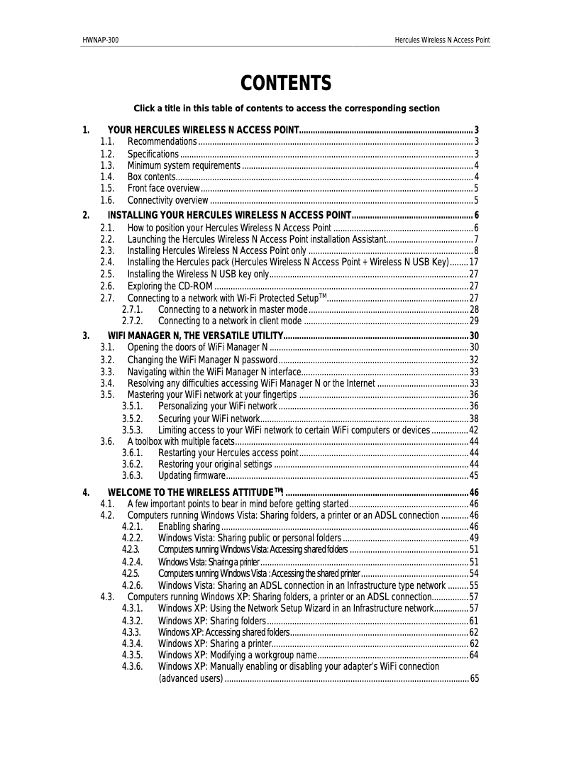 Page 1 de la notice Manuel utilisateur Hercules HWNAP-300