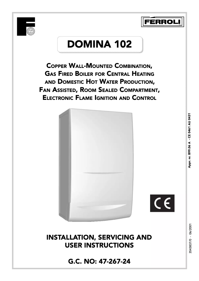 Page 1 de la notice Manuel utilisateur Ferroli Domina 102