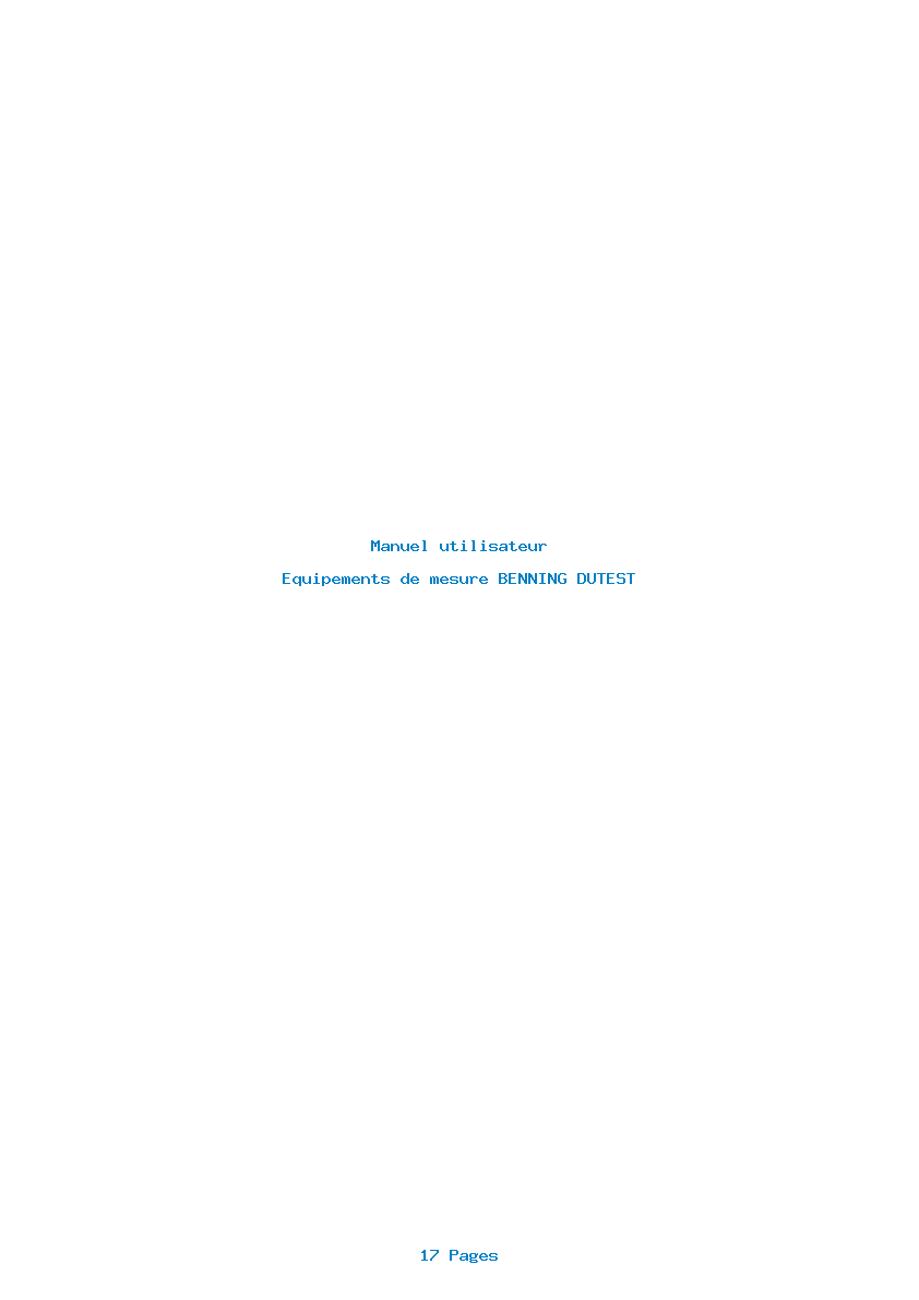 Page 1 de la notice Manuel utilisateur BENNING DUTEST