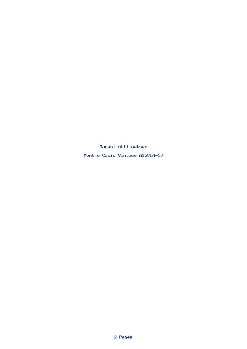 Page 1 de la notice Manuel utilisateur Casio Vintage A158WA-1J